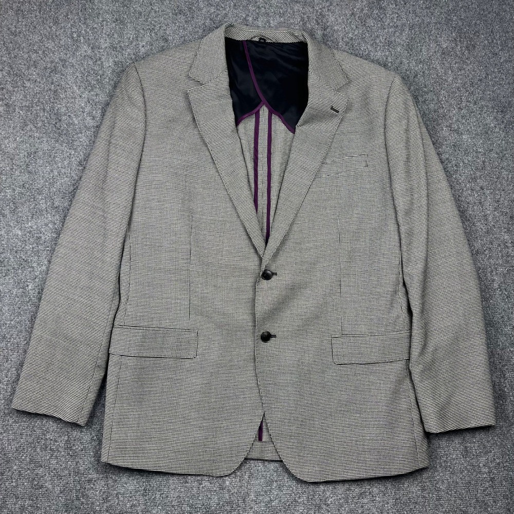 Bonobos Marzotto Italian Wool Blazer 46R Houndstooth White/Black Unstructured